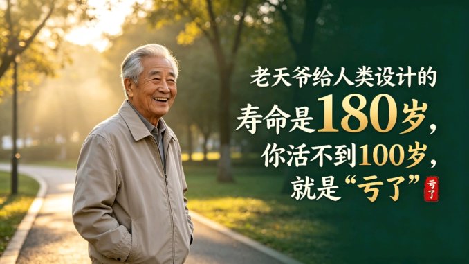 老天爷给人类设计的寿命是180岁，你活不到100岁，就是“亏了”
