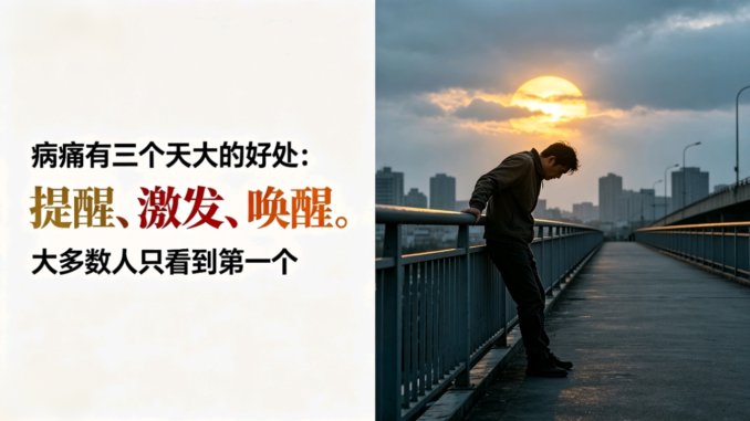 病痛有三个天大的好处：提醒、激发、唤醒。大多数人只看到第一个